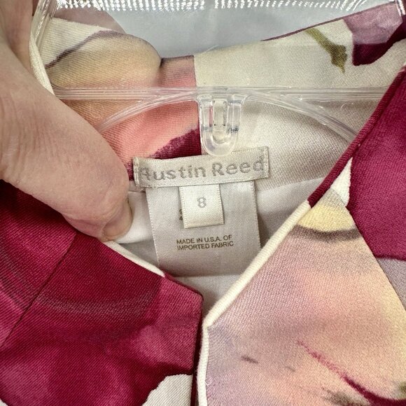 AUSTIN REED jacket blazer floral cotton stretch poplin open front colorful 8 - Picture 5 of 6